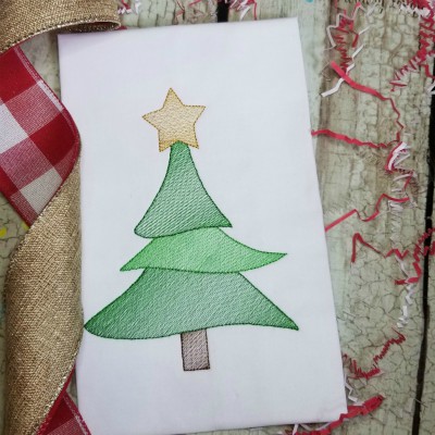 Layered Christmas Tree Machine Embroidery Design - Sketch Stitch